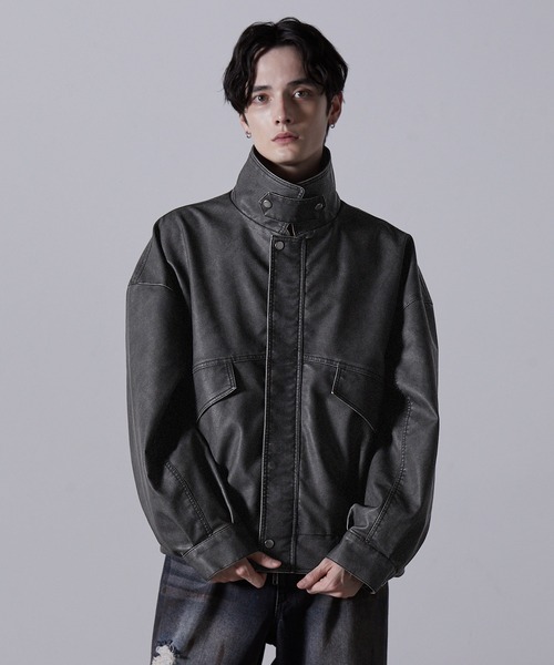 CLEL ヴィンテージデザイン合皮ブルゾン ブラック xs CLEL ブルゾン アウター 「CLEL」Vintage Design Blouson