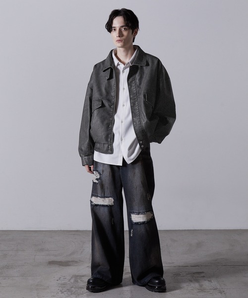 CLEL】Vintage Design Blouson/ヴィンテージデザイン合皮