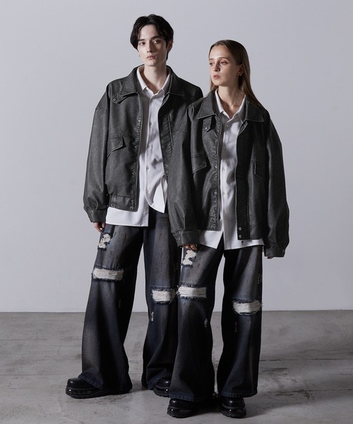 CLEL ヴィンテージデザイン合皮ブルゾン XS ブラック CLEL】Vintage Design Blouson/ヴィンテージデザイン合皮