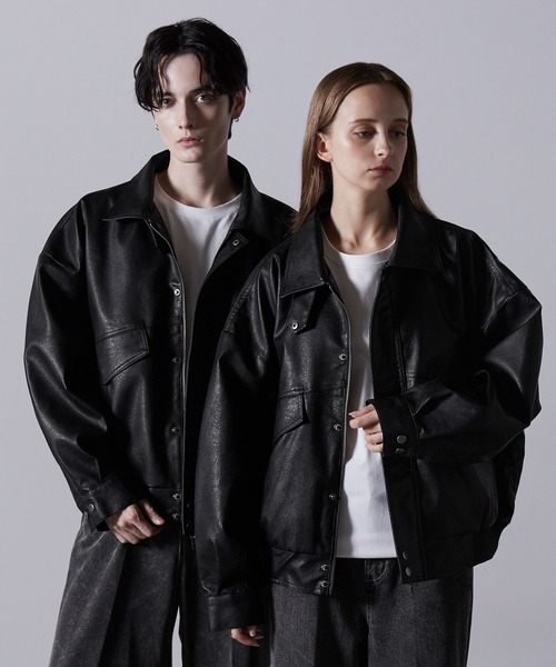 【CLEL】ヴィンテージデザイン合皮ブルゾン CLEL】Vintage Design Blouson/ヴィンテージデザイン合皮