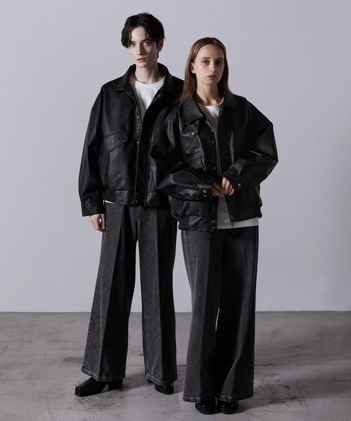 CLEL】Vintage Design Blouson/ヴィンテージデザイン合皮