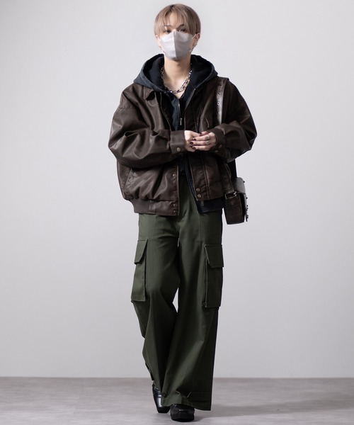 【CLEL】ヴィンテージデザイン合皮ブルゾン CLEL ブルゾン アウター 「CLEL」Vintage Design Blouson