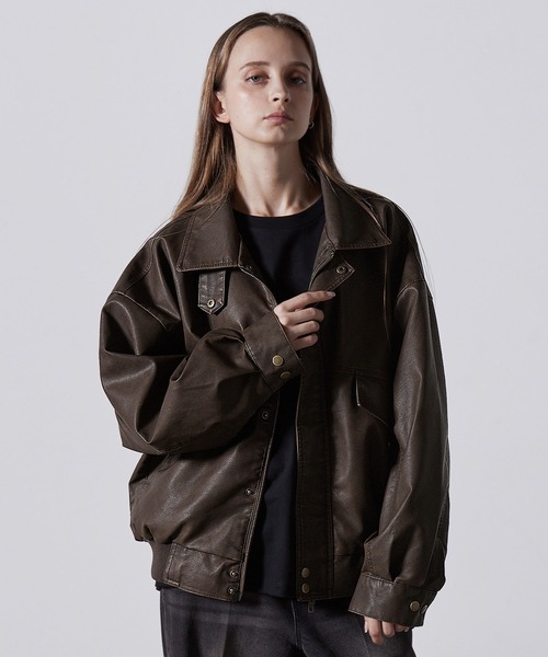 CLEL(クレイル)の「【CLEL】Vintage Design Blouson/ヴィンテージデザイン合皮ブルゾン(ブルゾン・メンズ・ブラック/ブラウン/チャコールグレー/ブラック系/ブラウン系・S/M/L/XS)」の11枚目の写真