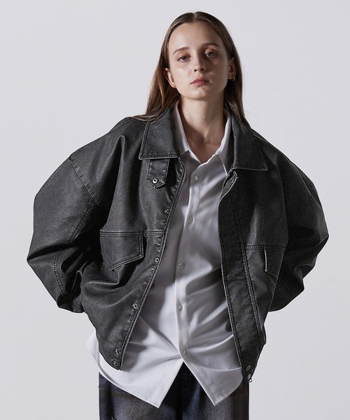 CLEL(クレイル)の「【CLEL】Vintage Design Blouson/ヴィンテージデザイン合皮ブルゾン(ブルゾン・メンズ・ブラック/ブラウン/チャコールグレー/ブラック系/ブラウン系・S/M/L/XS)」の10枚目の写真