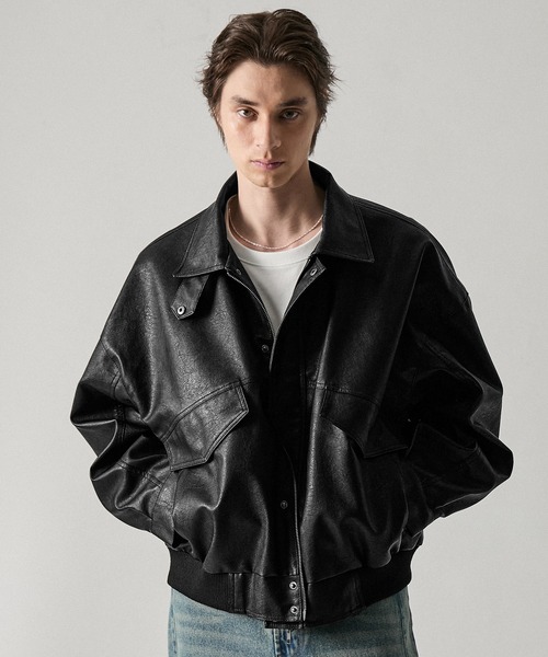 CLEL(クレイル)の「【CLEL】Vintage Design Blouson/ヴィンテージデザイン合皮ブルゾン(ブルゾン・メンズ・ブラック/ブラウン/チャコールグレー/ブラック系/ブラウン系・S/M/L/XS)」の9枚目の写真