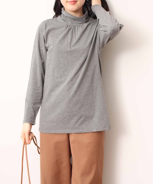 MB mint breeze(エムビーミントブリーズ)の「【L~5L 大きいサイズ】【プレスウォーム】 タートルネックT(Tシャツ/カットソー・レディース・ブラック×ホワイト/グレー/ネイビー/ブルー/グリーン/ブラック・3L/4L/5L/LL/L)」の1枚目の写真