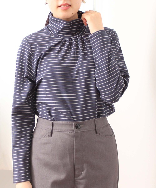 MB mint breeze(エムビーミントブリーズ)の「【L~5L 大きいサイズ】【プレスウォーム】 タートルネックT(Tシャツ/カットソー・レディース・ブラック×ホワイト/グレー/ネイビー/ブルー/グリーン/ブラック・3L/4L/5L/LL/L)」の6枚目の写真
