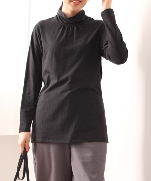 MB mint breeze(エムビーミントブリーズ)の「【L~5L 大きいサイズ】【プレスウォーム】 タートルネックT(Tシャツ/カットソー・レディース・ブラック×ホワイト/グレー/ネイビー/ブルー/グリーン/ブラック・3L/4L/5L/LL/L)」の3枚目の写真