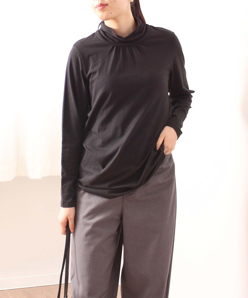 MB mint breeze(エムビーミントブリーズ)の「【L~5L 大きいサイズ】【プレスウォーム】 タートルネックT(Tシャツ/カットソー・レディース・ブラック×ホワイト/グレー/ネイビー/ブルー/グリーン/ブラック・3L/4L/5L/LL/L)」の7枚目の写真