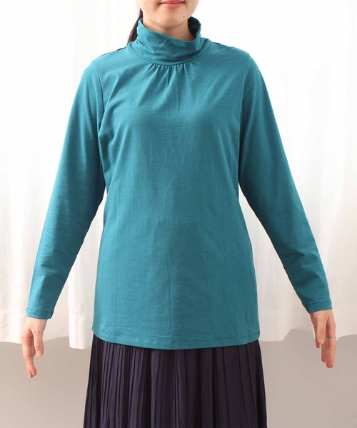 MB mint breeze(エムビーミントブリーズ)の「【L~5L 大きいサイズ】【プレスウォーム】 タートルネックT(Tシャツ/カットソー・レディース・ブラック×ホワイト/グレー/ネイビー/ブルー/グリーン/ブラック・3L/4L/5L/LL/L)」の10枚目の写真