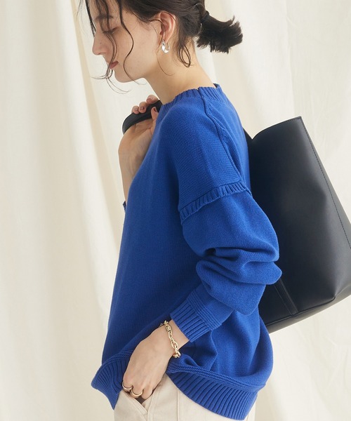 CRAFT STANDARD BOUTIQUE(クラフトスタンダードブティック)の「ガンジーニットプルオーバー(ニット/セーター・レディース・ネイビー/アイボリー/グリーン/ブルー/ブラック・FREE)」の5枚目の写真