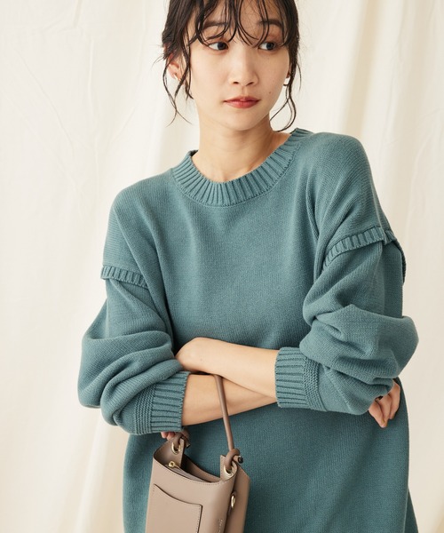 CRAFT STANDARD BOUTIQUE(クラフトスタンダードブティック)の「ガンジーニットプルオーバー(ニット/セーター・レディース・ネイビー/アイボリー/グリーン/ブルー/ブラック・FREE)」の4枚目の写真