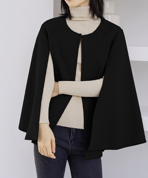 a lot of love（ア ロット オブ ラブ）の「アームスリット ノーカラーポンチョ（ポンチョ・レディース・アイボリー/ブラック/ブラウン/グレー・FREE）」の13枚目の写真