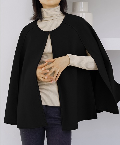 a lot of love（ア ロット オブ ラブ）の「アームスリット ノーカラーポンチョ（ポンチョ・レディース・アイボリー/ブラック/ブラウン/グレー・FREE）」の14枚目の写真