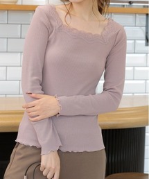 スクエア レース テレコ ロングTシャツ