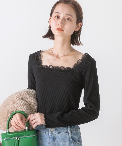 ad thie(アドティエ)の「スクエア レース テレコ ロングTシャツ(Tシャツ/カットソー・レディース・ラベンダー/ブラック/ベージュ/ピンクベージュ/モカ/オフホワイト・LARGE/MEDIUM)」の11枚目の写真