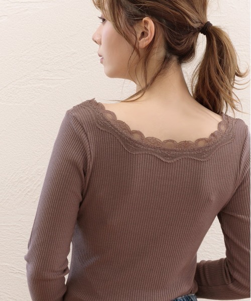 ad thie(アドティエ)の「スクエア レース テレコ ロングTシャツ(Tシャツ/カットソー・レディース・ラベンダー/ブラック/ベージュ/ピンクベージュ/モカ/オフホワイト・LARGE/MEDIUM)」の15枚目の写真
