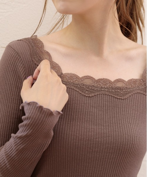 ad thie(アドティエ)の「スクエア レース テレコ ロングTシャツ(Tシャツ/カットソー・レディース・ラベンダー/ブラック/ベージュ/ピンクベージュ/モカ/オフホワイト・LARGE/MEDIUM)」の17枚目の写真