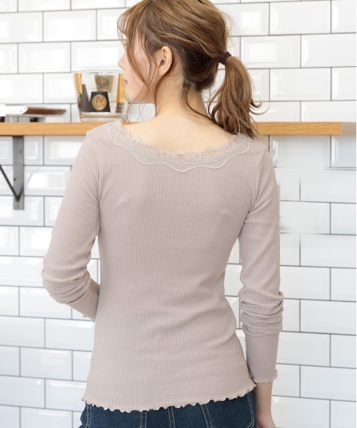 ad thie(アドティエ)の「スクエア レース テレコ ロングTシャツ(Tシャツ/カットソー・レディース・ラベンダー/ブラック/ベージュ/ピンクベージュ/モカ/オフホワイト・LARGE/MEDIUM)」の19枚目の写真