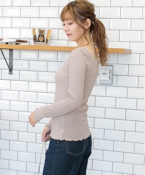 ad thie(アドティエ)の「スクエア レース テレコ ロングTシャツ(Tシャツ/カットソー・レディース・ラベンダー/ブラック/ベージュ/ピンクベージュ/モカ/オフホワイト・LARGE/MEDIUM)」の20枚目の写真