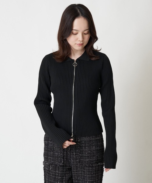 A de a.v.v（アードアー・ヴェ・ヴェ）の「襟付きWジップカーデ（カーディガン/ボレロ・レディース・ブラック/アイボリー/ブルー・39）」の3枚目の写真