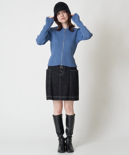 A de a.v.v（アードアー・ヴェ・ヴェ）の「襟付きWジップカーデ（カーディガン/ボレロ・レディース・ブラック/アイボリー/ブルー・39）」の8枚目の写真