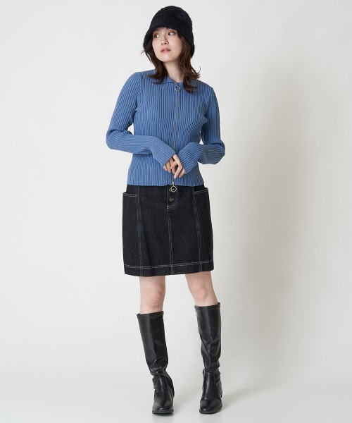 A de a.v.v（アードアー・ヴェ・ヴェ）の「襟付きWジップカーデ（カーディガン/ボレロ・レディース・ブラック/アイボリー/ブルー・39）」の20枚目の写真