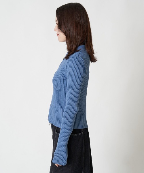 A de a.v.v（アードアー・ヴェ・ヴェ）の「襟付きWジップカーデ（カーディガン/ボレロ・レディース・ブラック/アイボリー/ブルー・39）」の7枚目の写真