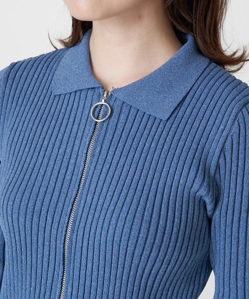 A de a.v.v（アードアー・ヴェ・ヴェ）の「襟付きWジップカーデ（カーディガン/ボレロ・レディース・ブラック/アイボリー/ブルー・39）」の9枚目の写真