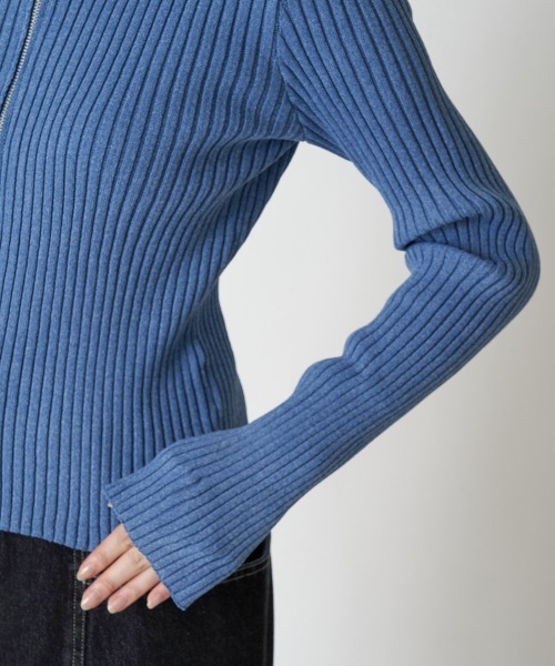 A de a.v.v（アードアー・ヴェ・ヴェ）の「襟付きWジップカーデ（カーディガン/ボレロ・レディース・ブラック/アイボリー/ブルー・39）」の5枚目の写真