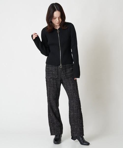 A de a.v.v（アードアー・ヴェ・ヴェ）の「襟付きWジップカーデ（カーディガン/ボレロ・レディース・ブラック/アイボリー/ブルー・39）」の6枚目の写真