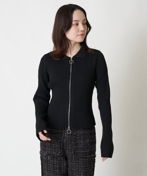 A de a.v.v（アードアー・ヴェ・ヴェ）の「襟付きWジップカーデ（カーディガン/ボレロ・レディース・ブラック/アイボリー/ブルー・39）」の13枚目の写真