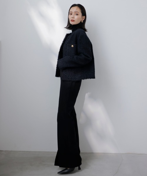 anuans パッチポケットツイードノーカラージャケット アニュアンス anuans パッチポケットツイードノーカラー