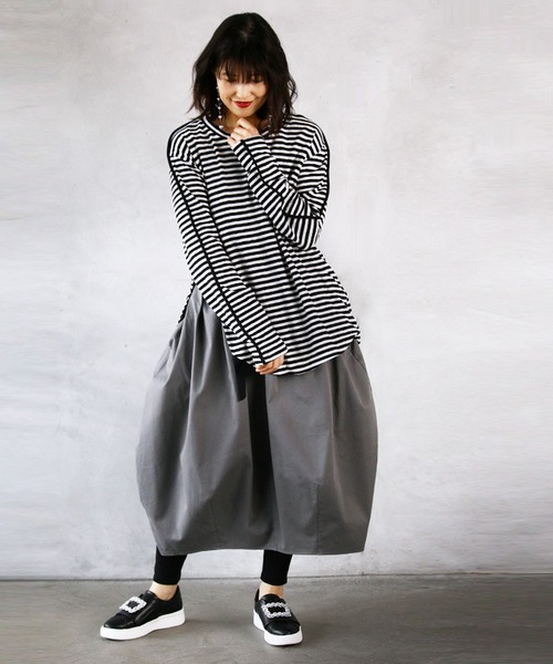 OTONA（オトナ）の「ボーダートップス（Tシャツ/カットソー・レディース・ブラック・FREE）」の2枚目の写真