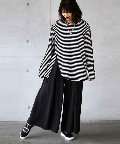 OTONA（オトナ）の「ボーダートップス（Tシャツ/カットソー・レディース・ブラック・FREE）」の6枚目の写真