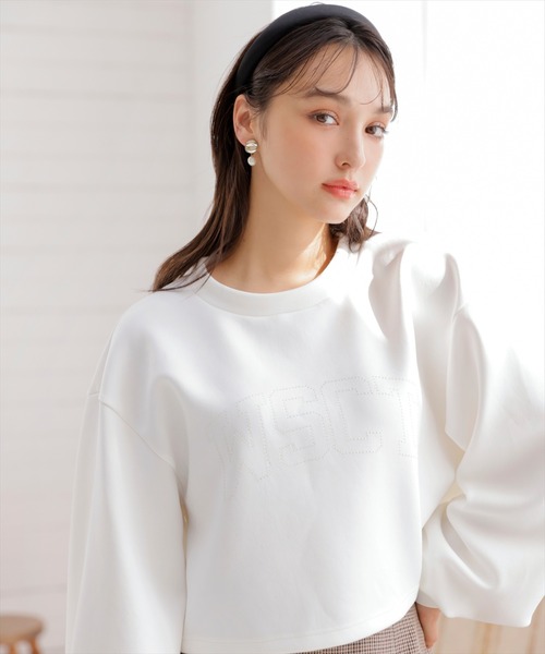 WILLSELECTION(ウィルセレクション)の「パール刺繍カットプルオーバー(Tシャツ/カットソー・レディース・オフホワイト/サックスブルー/ブラック/ピンク・MEDIUM)」の7枚目の写真