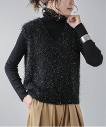 AMELY | ラメ入りシャギーニットベスト(ベスト)