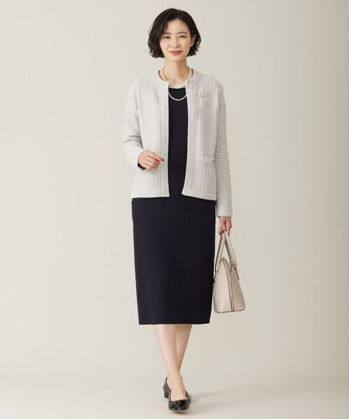 J.PRESS(ジェイプレス)の「【WEB限定カラーあり・洗える】TRIM RAYON STRETCH ニット ワンピース(ワンピース・レディース・ベージュ系/ネイビー系/ブラック系・9/11)」の9枚目の写真