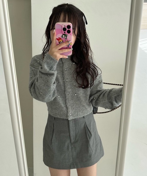 ♡袖ビジュー ニット系衿つきセーター♡
