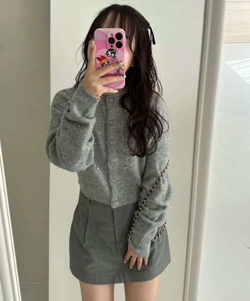 one after another NICE CLAUP(ワンアフターアナザーナイスクラップ)の「キラキラビジューニット(ニット/セーター・レディース・ピンク/オフホワイト/グレー/ブラック・FREE)」の19枚目の写真