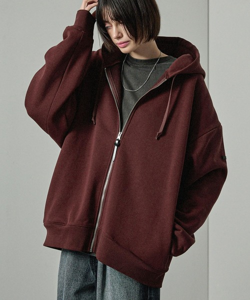セール】【Alfred Alex】Rubber Logo Zip Hoodie/ラバーロゴ