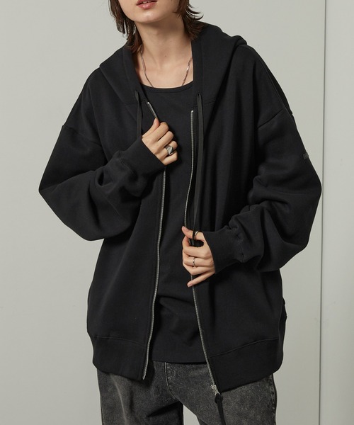 セール】【Alfred Alex】Rubber Logo Zip Hoodie/ラバーロゴ