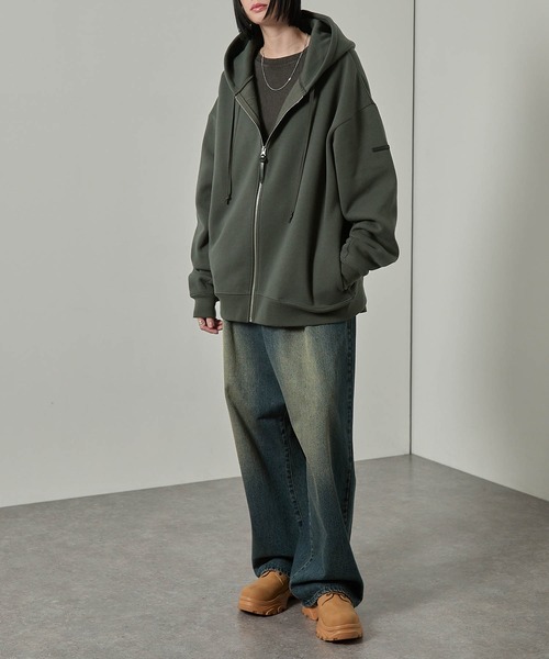 セール】【Alfred Alex】Rubber Logo Zip Hoodie/ラバーロゴ