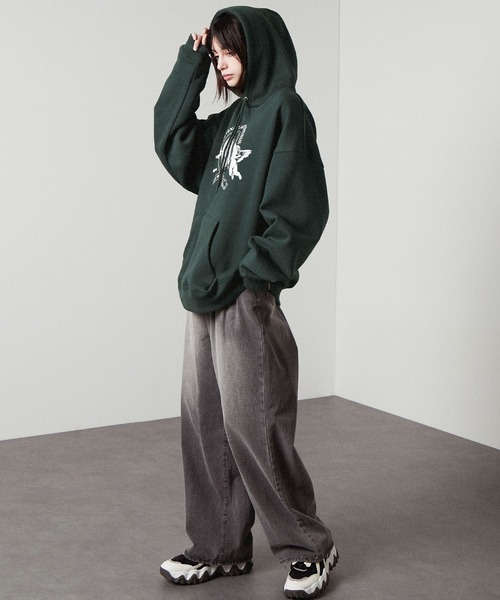 Alfred Alex】エンジェルグラフィック ビッグプルオーバーパーカー