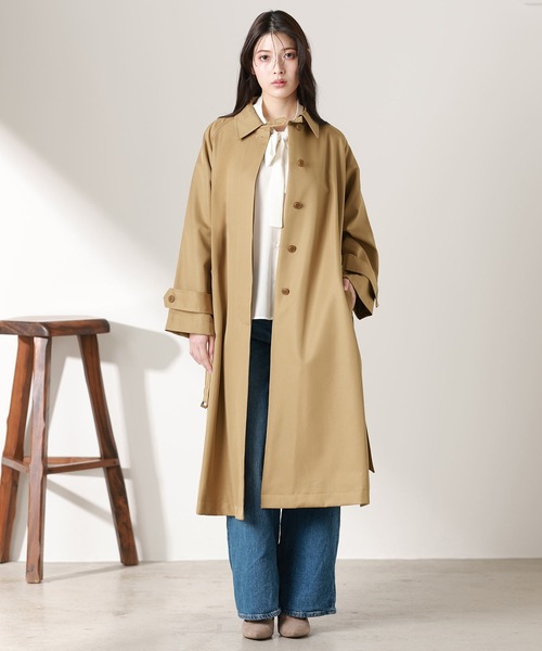 Filomo（フィローモ）の「[Filomo]ロングコート 弱はっ水（トレンチコート・レディース・キャメル/ネイビー/ブラック/ベージュ・103/110）」の20枚目の写真