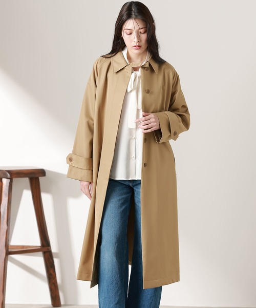 Filomo（フィローモ）の「[Filomo]ロングコート 弱はっ水（トレンチコート・レディース・キャメル/ネイビー/ブラック/ベージュ・103/110）」の21枚目の写真