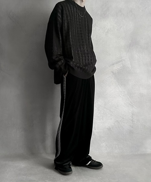 SERACE オーバーサイズ ニットセーター グレー/ブラック SERACE】Oversize openwork sheer knit / オーバーサイズ透かし