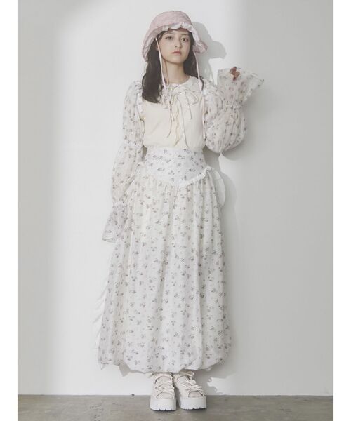 新品⭐️メリージェニー　スカート メリージェニー merry jenny flowerアシメフリルスカート （オフ