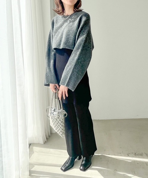 LOWRYS FARM（ローリーズファーム）の「ボレロ＊レイヤードキャミ３Ｐ　971119（つなぎ/オールインワン・レディース・ブラック/ブラウン/イエロー・FREE）」の8枚目の写真