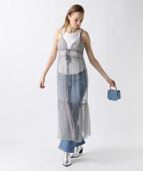 FOREVER 21(フォーエバー トゥエンティーワン)の「フロントリボンラメチュールワンピース(ワンピース・レディース・アイボリー/ブラック/チャコールグレー・FREE)」の7枚目の写真